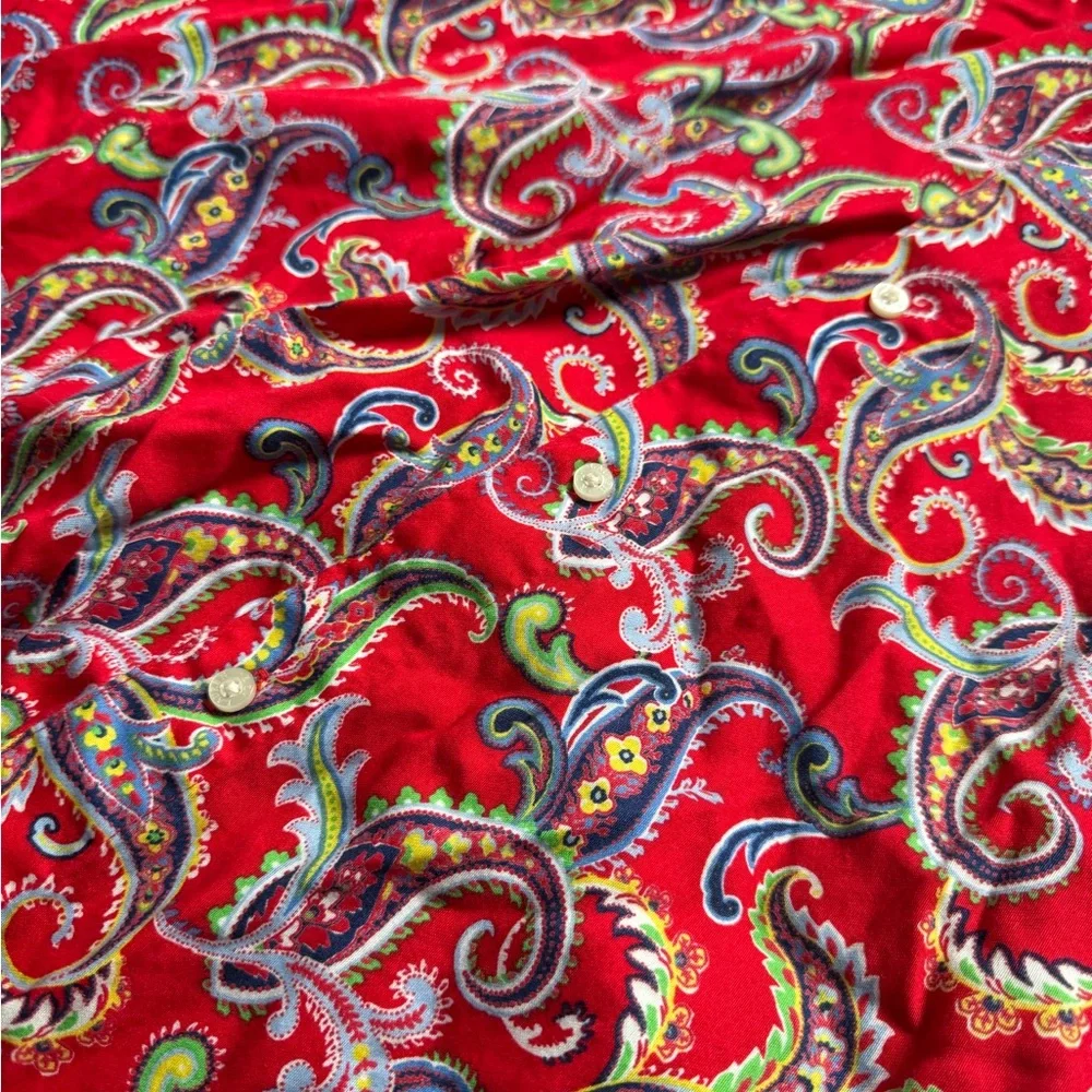 Ralph Lauren Red Paisley Long Sleeve Dress - Picture 7 of 8